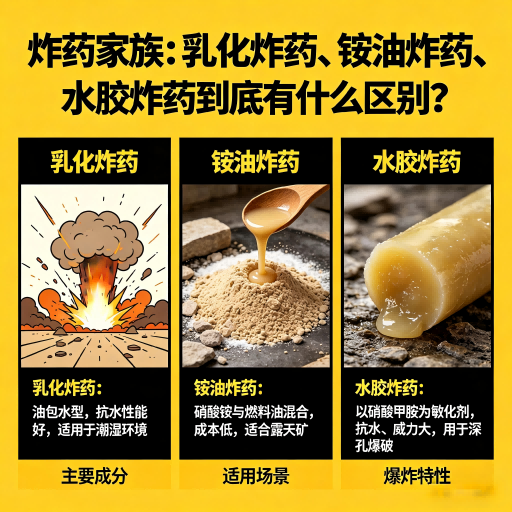 陈仓炸药家族：乳化炸药、铵油炸药、水胶炸药到底有什么区别？